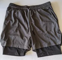 Pantalones cortos deportivos 2 en 1 para hombre, secado rápido, doble cubierta, y trotar para gimnasio, novedad de 2020