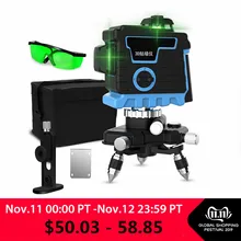 3D лазерный уровень 360 ° 12 линий лазерный 8 линий лазерный уровень зеленый/синий лазерный уровень автоматическое выравнивание горизонтальный лазер для стены