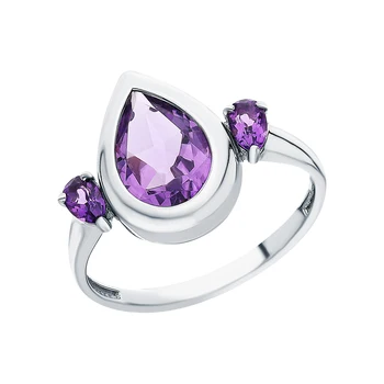 

Silver ring with amethyst sunlight sample 925