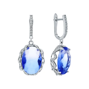 

Silver earrings with sitals and cubic zirconium sunlight sample 925