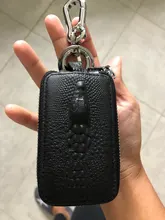 Key-Bag Organizer Key-Holder Car-Key-Wallets Crocodile-Pattern Genuine-Leather Double-Zipper