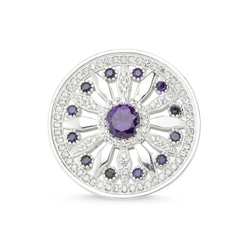 

Silver 925 Sterling Zircon Cubic Zirconia Round Brooch