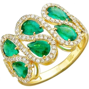 

Esthete ring with emeralds and diamonds in Yellow Gold
