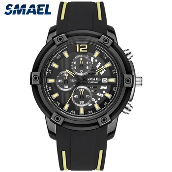 

SMAEL Quartz Wristwatch Men Rubber Strap Sport Watch Men Top Brand Luxury Waterproof Date 24 Hour Mens Watches reloj hombre 9081