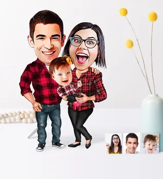 

Father's Day Custom Family Cartoon Wooden Trinket-2