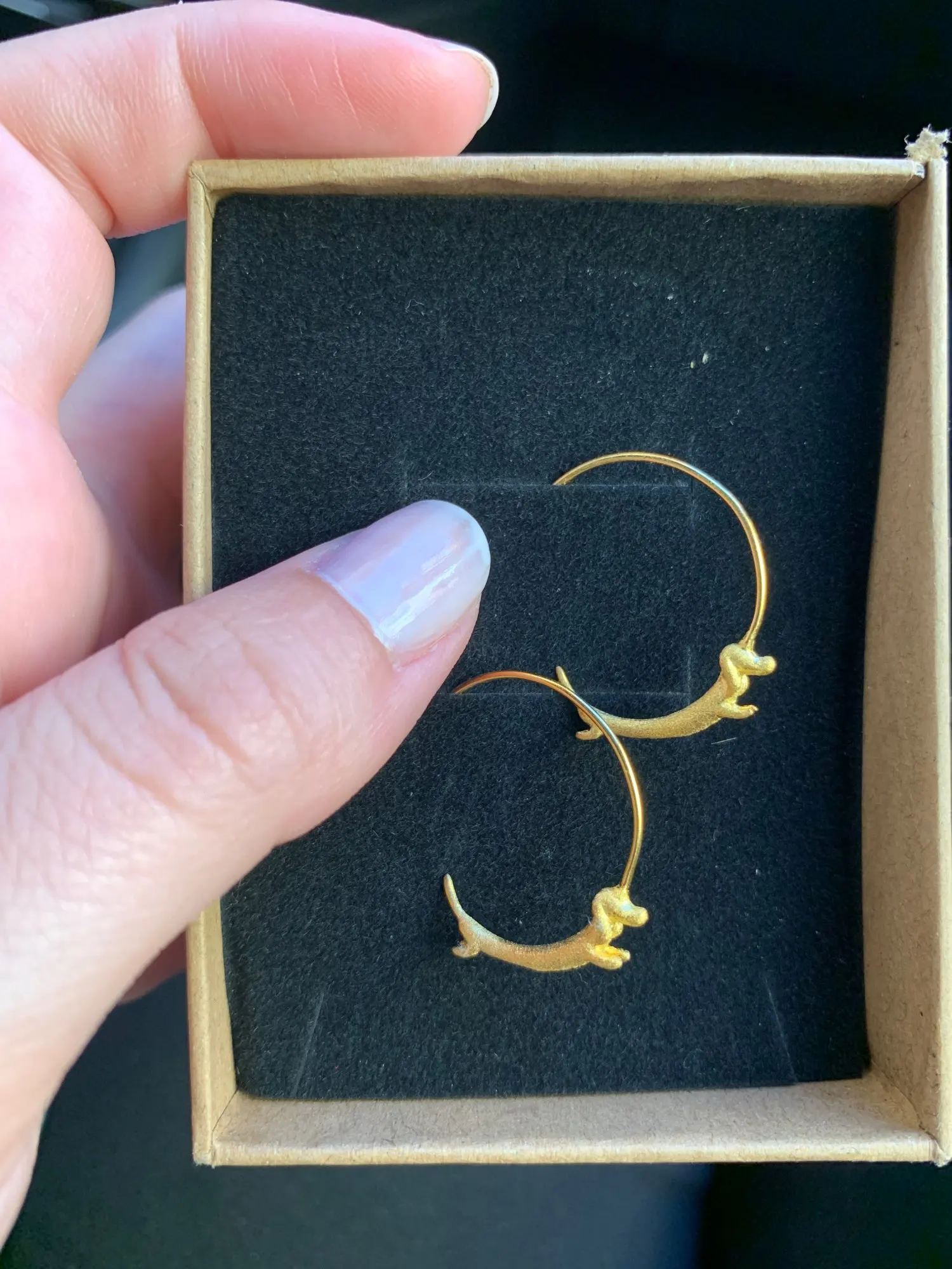 silver dachshund earrings