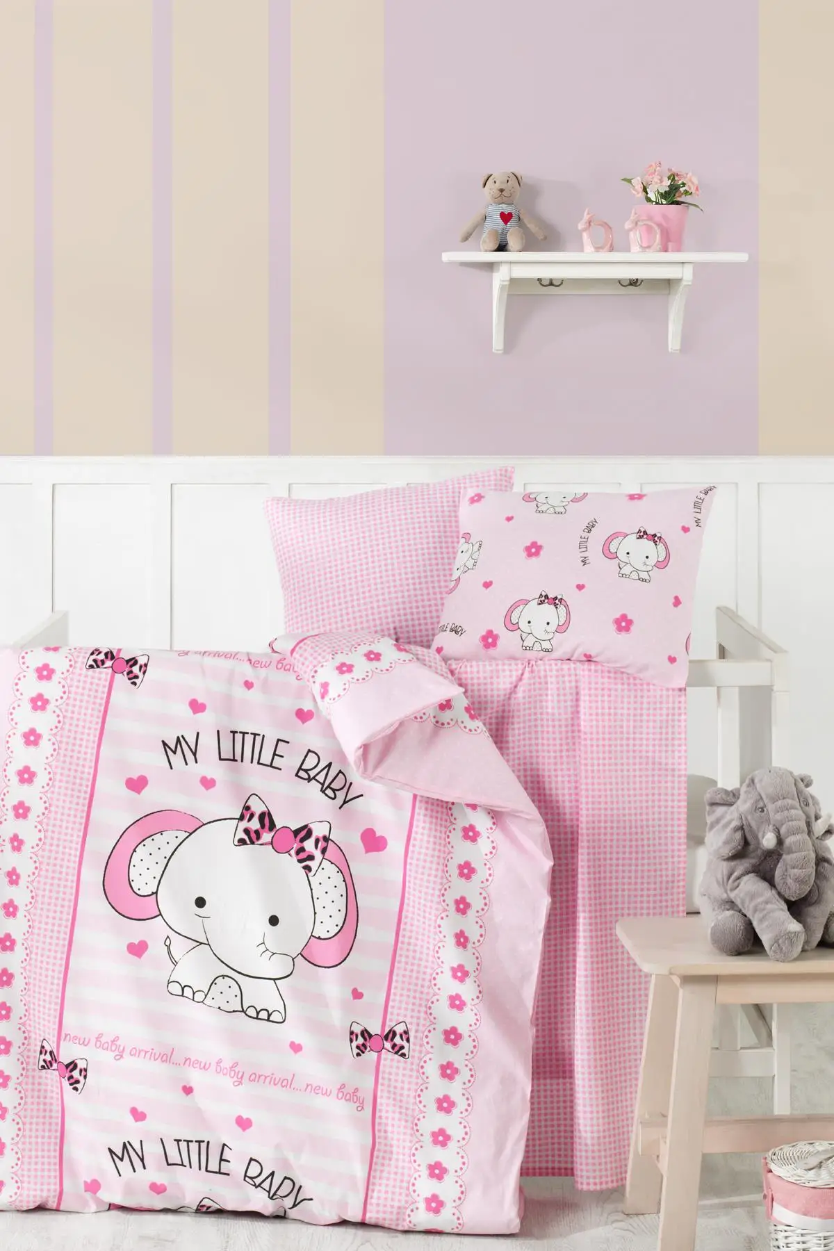 

Baby bed Set Hundred percent Cotton | Sweet Elephant