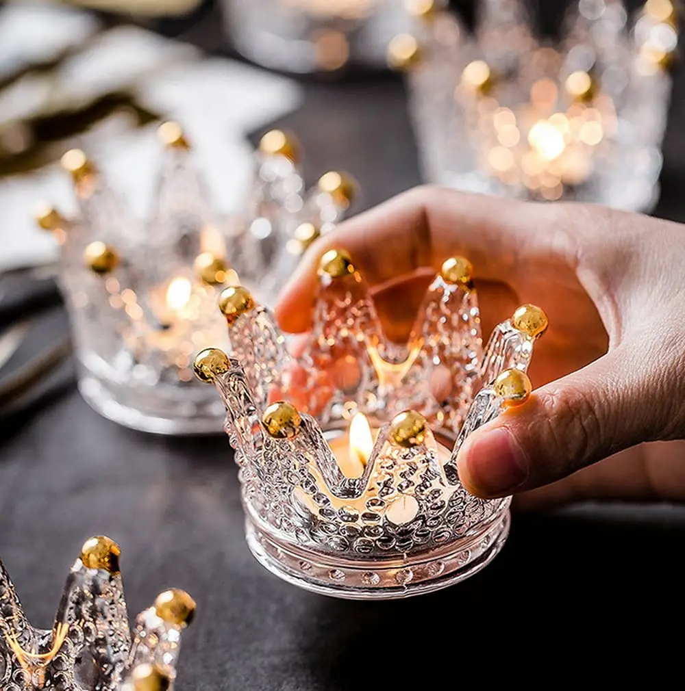 Crown Crystal Candle Holders Glass Candle Holders Electronic Colored Candles For Weddings Parties And Home Decor wade miniature animals