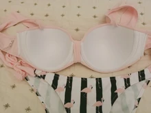 Bandeau Swimsuit Bikini-Set Lace Push-Up Ruffle High-Cut Women Female Striped F72 Bra-Cup