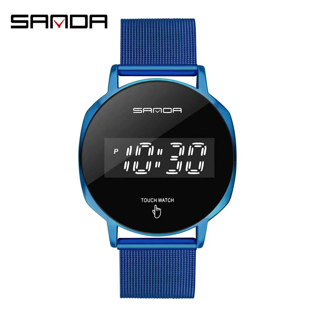 

SANDA Multifunctional Simple Watch Waterproof Fashion Mineral Strengthened Glass Mirror Digital Watches Male Student Wrist Watch