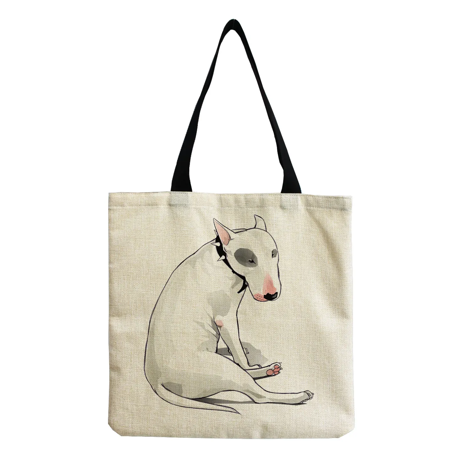 Color Painting Funny Bull Terrier Dog Print Shopping Bags Women Fashion Tote Ladies Casual Handbag School Traveling Shoulder Bag 