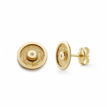 

Earrings 18k gold round 8.5mm zircons close pressure [AA2127]