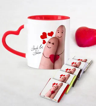 

Personalized Valentine 'S Day Themed Red Heart Mug and Chocolate Set-86