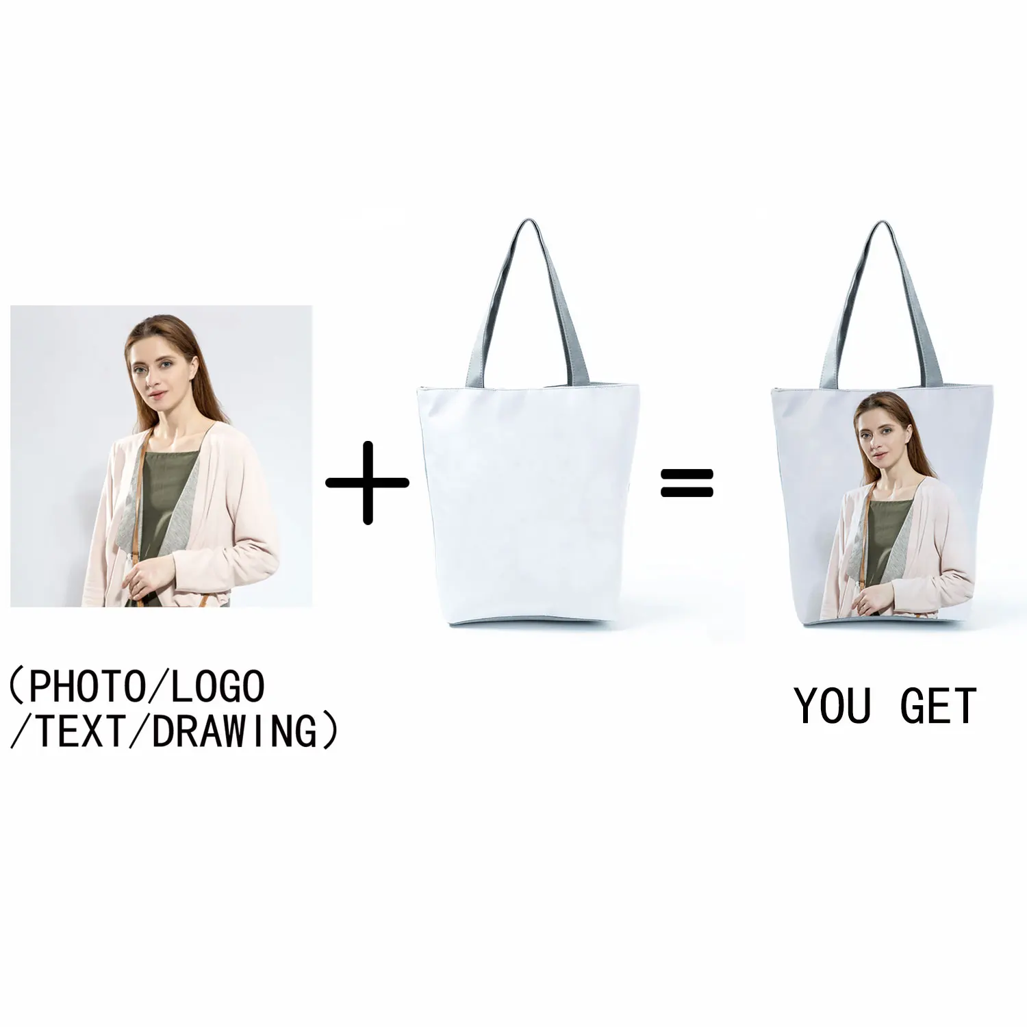 Personal Customized Women Tote Bag With Print Logo Custom Your Pictures Shopping Bags DIY Hand Shoulder Bags Cheap Dropshipping