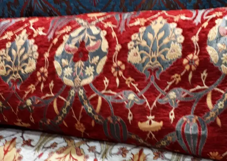 Турецкая Анатолийская ткань с цветочным дизайном из синели