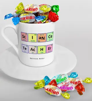 

Personalized the Natural Science Teacher is Turkish coffee Cup and Haribo Candy Gift Seti-3