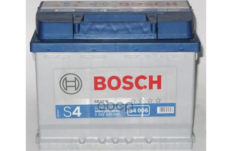 Аккумулятор Bosch S4 Silver 12v 60ah 540a Etn 1(L) B13 242x175x190mm 14.34kg Bosch арт. 0092S40060