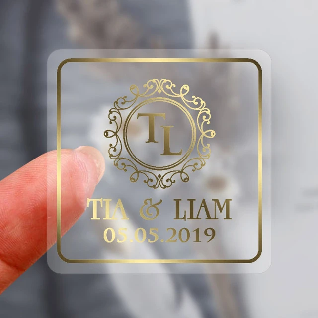 100 pz/lotto adesivi personalizzati con Logo personalizzato trasparente  lamina d'oro trasparente adesivi con Logo aziendale in argento adesivi per  matrimoni - AliExpress