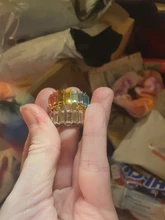 Anillos blancos de cristal de arcoíris bohemios para mujer, Baguette brillante de moda, Circonia cúbica, anillo de piedra, joyería para fiesta y boda