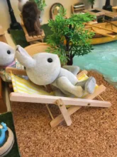Beach-Chair House Furniture Toys Wooden 1:12-Scale For Dolls Lovely Foldable DIY Lounge