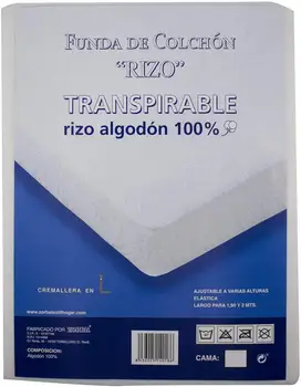 

Protector de colchón Trabspirable, Funda de colchón Rizo Transpirable 100% Algodón y antiácaros con Cremallera