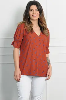 

Sans Textile Women Front And Sleeve Detail Viscose Blouse 65 N15888
