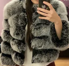 De invierno de la moda de cuero cálida capa natural abrigo de piel de zorro chaqueta de piel auténtica de zorro de invierno grueso abrigo cálido