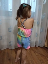 Niño conjunto de ropa para niños niñas verano estampado colorido Arco Iris deporte eslinga de los niños chaleco Top corto con espalda al aire corto pantalones chándales