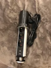 COSWALL para POP 3 hembra 2 puerto de carga USB de la Mesa de cocina toma para escritorio retráctil enchufe de la UE de cuerpo de aluminio de fondo azul