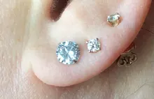 MloveAcc 100% Plata de Ley 925 auténtica joyería de las mujeres de moda lindo pequeño claro CZ Stud pendientes regalo para las niñas adolescentes Dama