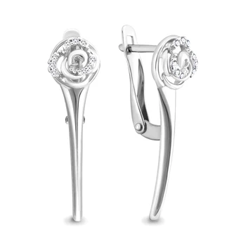 

Long earrings with cubic zirconia AQUAMARINE claim., 925 silver