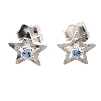

Sterling silver earrings star 925m 9mm. Blue cubic zirconia openwork edge brightness carved close pressure