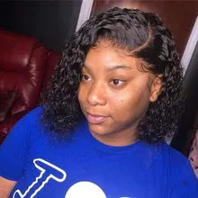 Bob Peluca de agua onda de encaje frente pelucas de cabello humano para las mujeres negras 13x4 peluca Frontal de encaje Pre arrancado brasileño de la onda profunda peluca Frontal