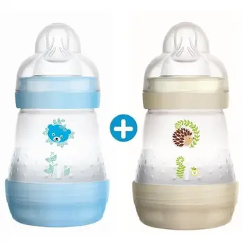 

MAM Easy Start Anti-Colic Bottle - 160ml - 0 to 6 months-Flow Nipple 1-set of 2-Blue and white