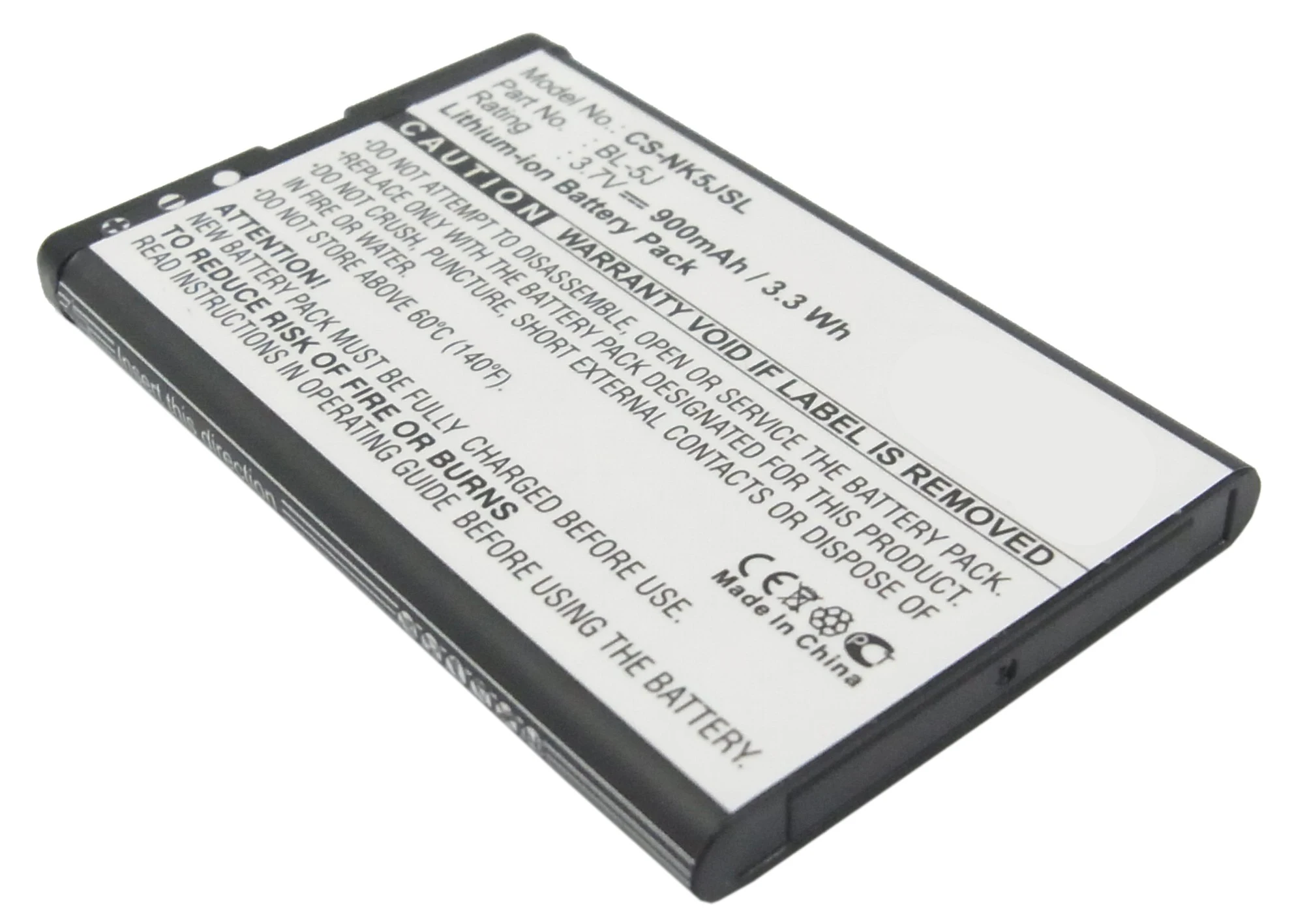 Battery bl-5j for Nokia 5800 XpressMusic cs-nk5jsl C3 X1 x6 1320mAh battery 3.7V/900mAh/3.33wh | Мобильные телефоны и
