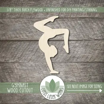 

Wood Gymnast Cutout, Blank Wood Craft Embellishments, Wood Gymnastics Shape