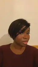 Zafiro corto Pixie pelucas de encaje corte Pixie Peluca de pelo Remy brasileño recto 150% de densidad máquina pelucas de cabello humano para las mujeres