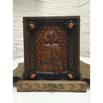 

Carved icon holy incense Prince Oleg Bryansk size 19-23 cm