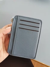 Uds.-tarjetero delgado de cuero PU Unisex, funda con cremallera para tarjetas de crédito