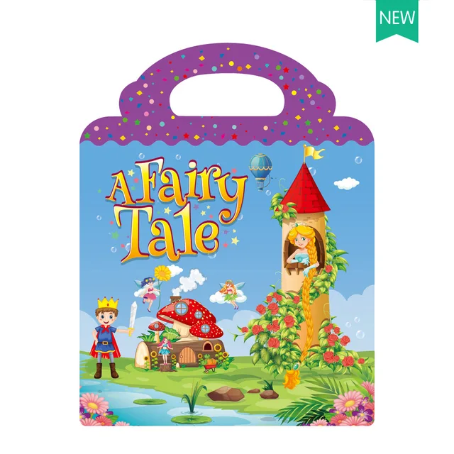 Children's Reusable Stickers Books Kawaii Stationery Stickers for Kids Early Education Cartoon Cute Stickers for Children Gift AFairyTale-Reusable