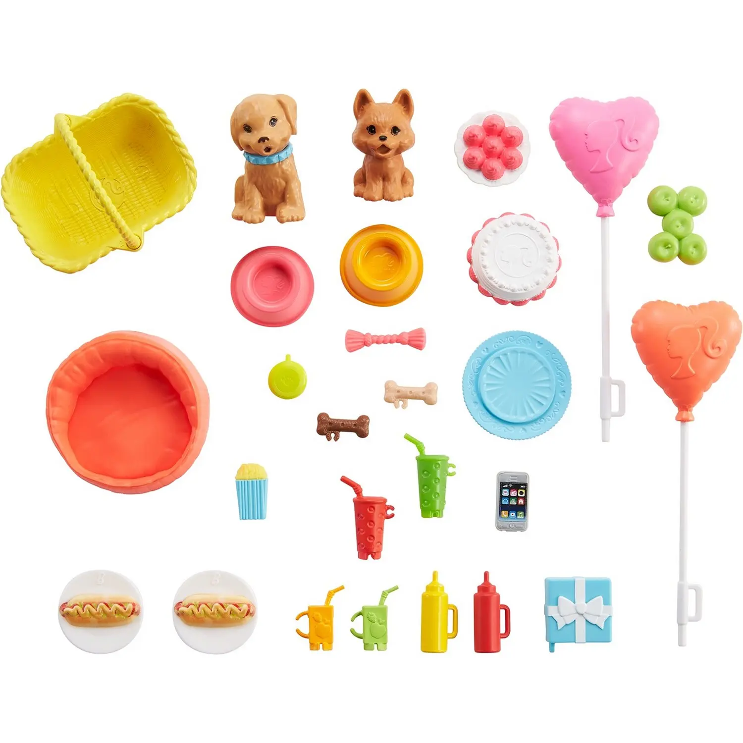 Barbie Perro Cachorro fiesta de picnic Accesorios De Juego Con Muñeca Figura De 30cm GNC61 