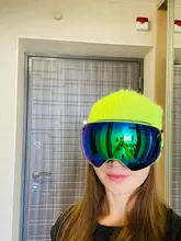 COPOZZ-Gafas de esquí con funda y lente amarilla, lentes de esquí esféricas antivaho, para esquiar, para hombre y mujer, gafas de nieve + lente + caja