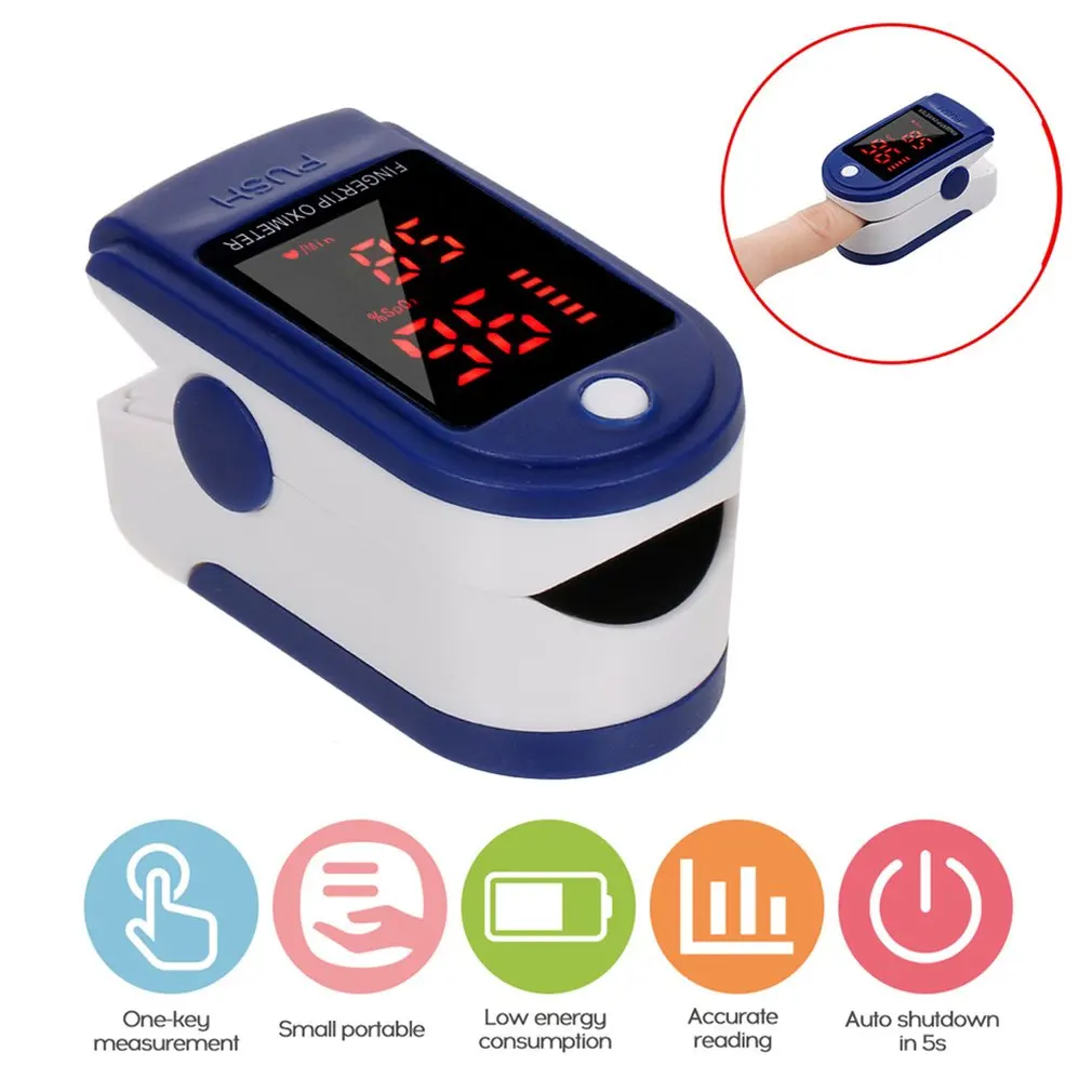 Medical Digital Finger Clip Pulse Oximeter SPO2 PR Heart Rate Blood Oxygen Saturation Monitor Infrared Forehead Thermometer
