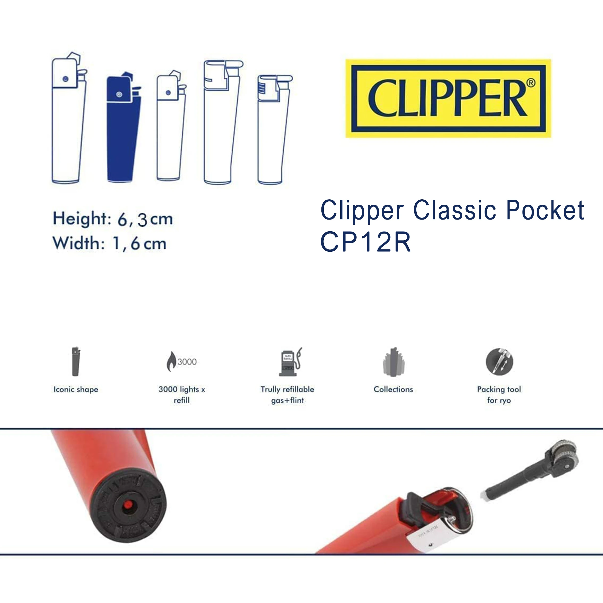 CLIPPER Universal Gas Lighter Refill 12 Pack,- 300ml