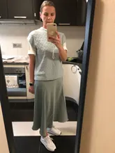 Marchitas de verano faldas mujer moda 2020 midi faldas Inglaterra Oficina satén alto cintura simple Falda larga elegante de las mujeres