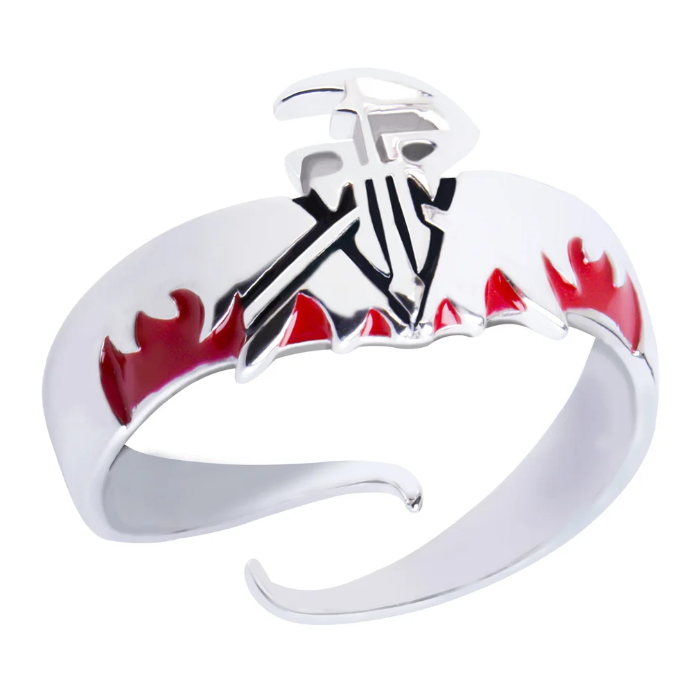 

TWINKANIME S925 Sterling Silver Baka Anime and Test: Summon the Seasts FFF Group Ring Adjustable About 7-9# For Men Women Gifts