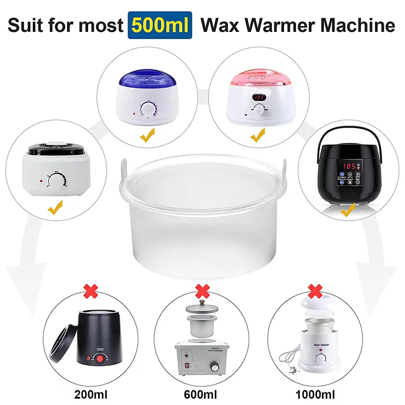 2PCS Silicone Wax Pot Wax Melting Inner Pot Replacement Nonstick Silicone Hair Removal Bowl for 500ml Warmer Machine hair removal wax,hair removal tool