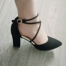 Sandalias femeninas de tacón alto con aterciopelado para otoño, Sandalias en Punta sexy, Zapatos Sandalias de tacón alto para mujer s040, 2020