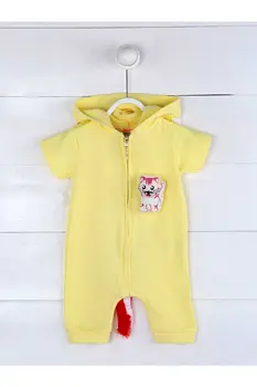 

Yellow Summer Male Baby with Cat Ears Jumpsuit