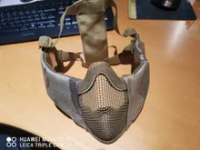 Nueva táctica máscaras de Airsoft Paintball CS plegable media cara de acero de bajo carbono de malla de estilo militar cómodo oreja máscara protectora